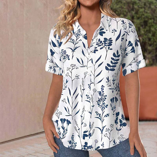 Ginette | Casual Leaf Printed Blouse