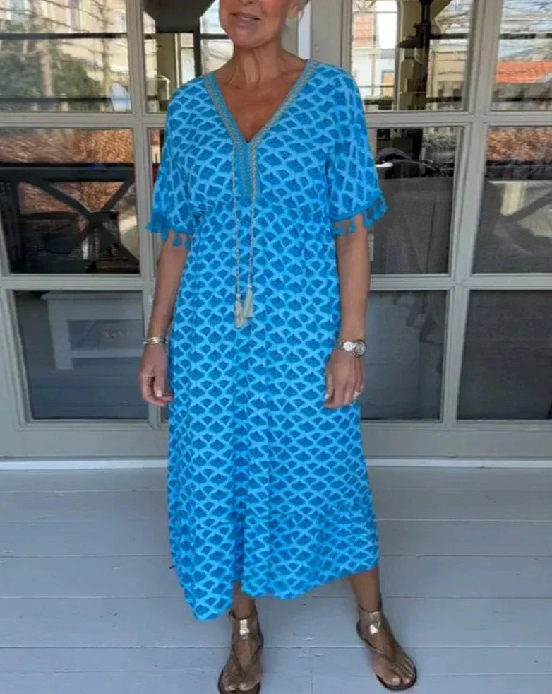 Ana | Comfortable Loose Fit V-Neck Midi Dress