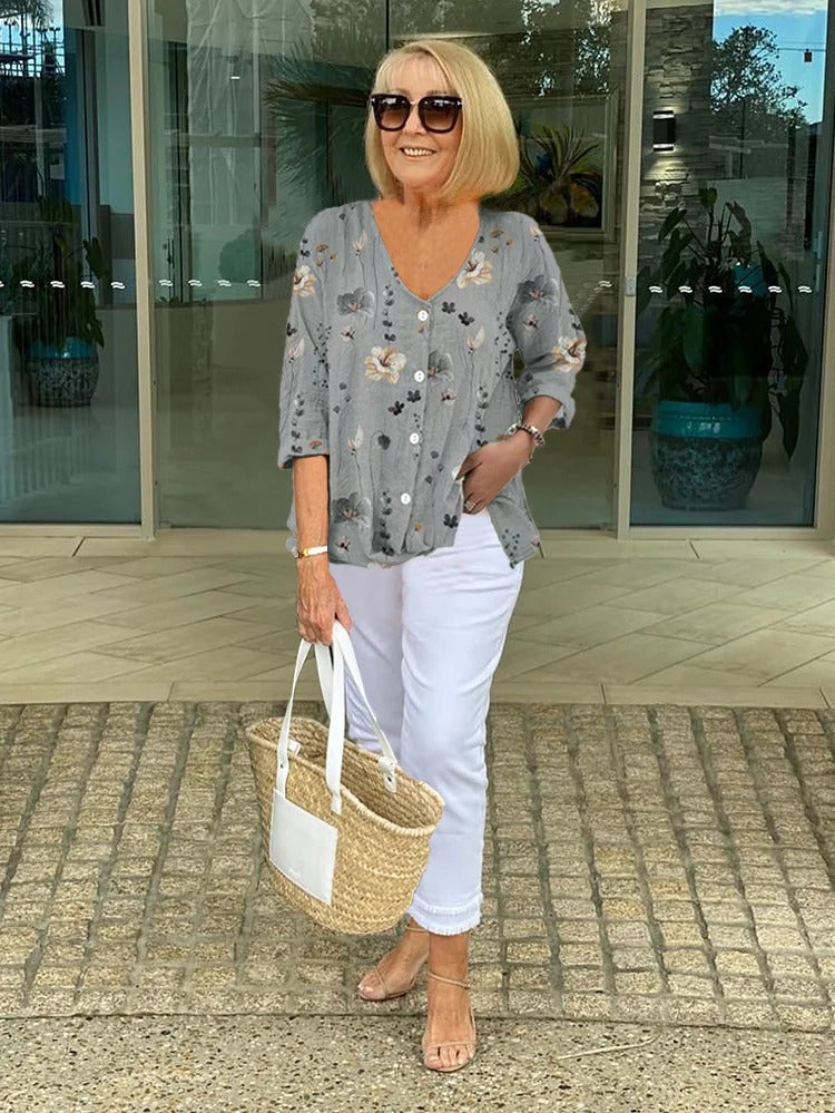 Edita | Cotton and Linen Floral Top