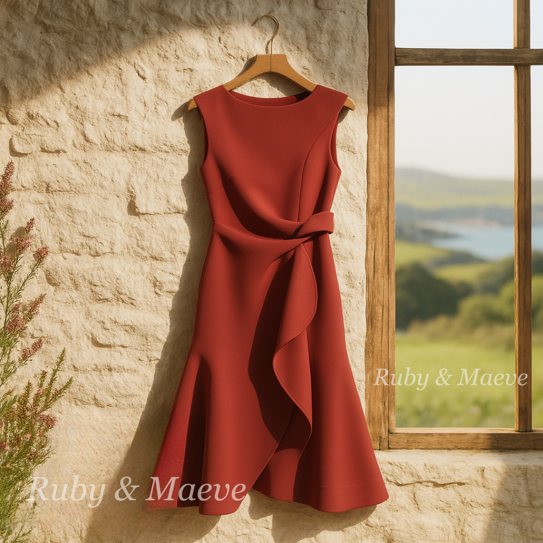 Cornelie | Draped Asymmetric Midi Dress