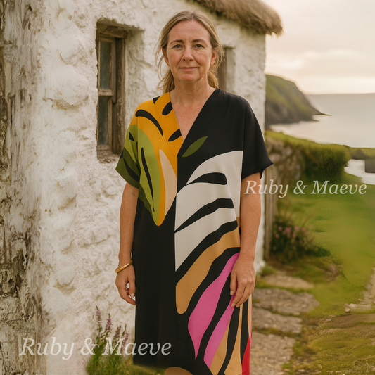 Beatrise | Casual Colorful Leaf Print Dress