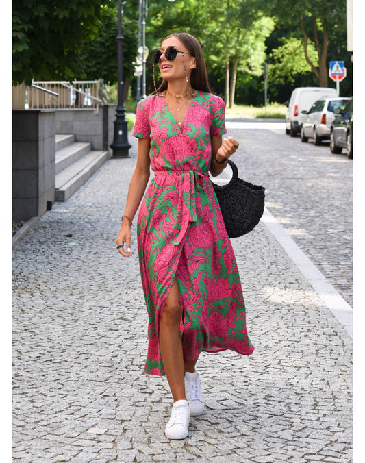 Rania | Floral Wrap Midi Dress