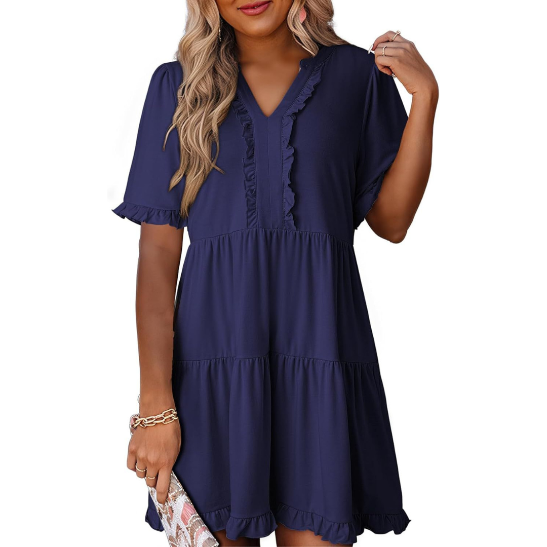 Shuvie | Casual V-Neck Mini Dress