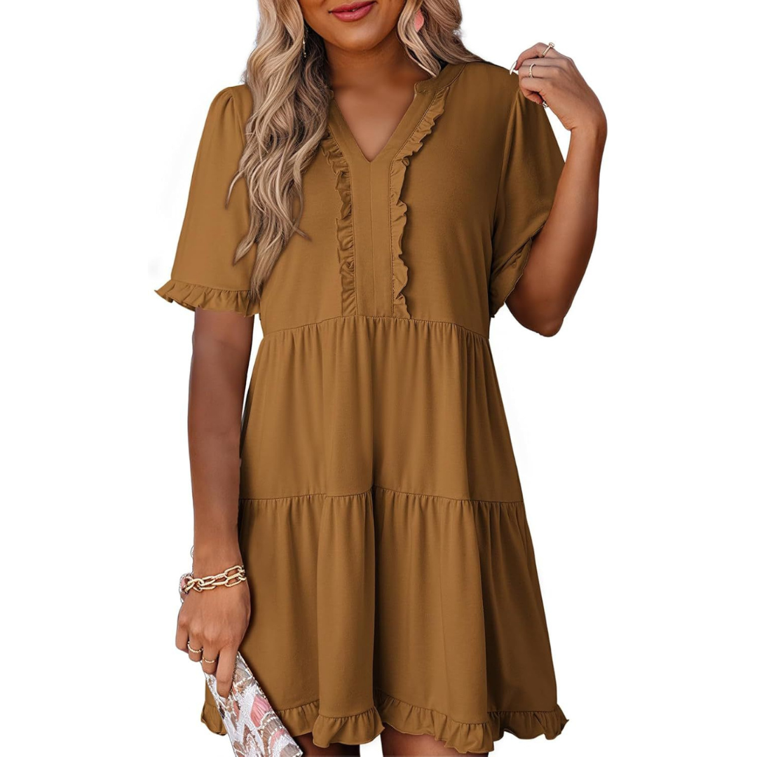Shuvie | Casual V-Neck Mini Dress
