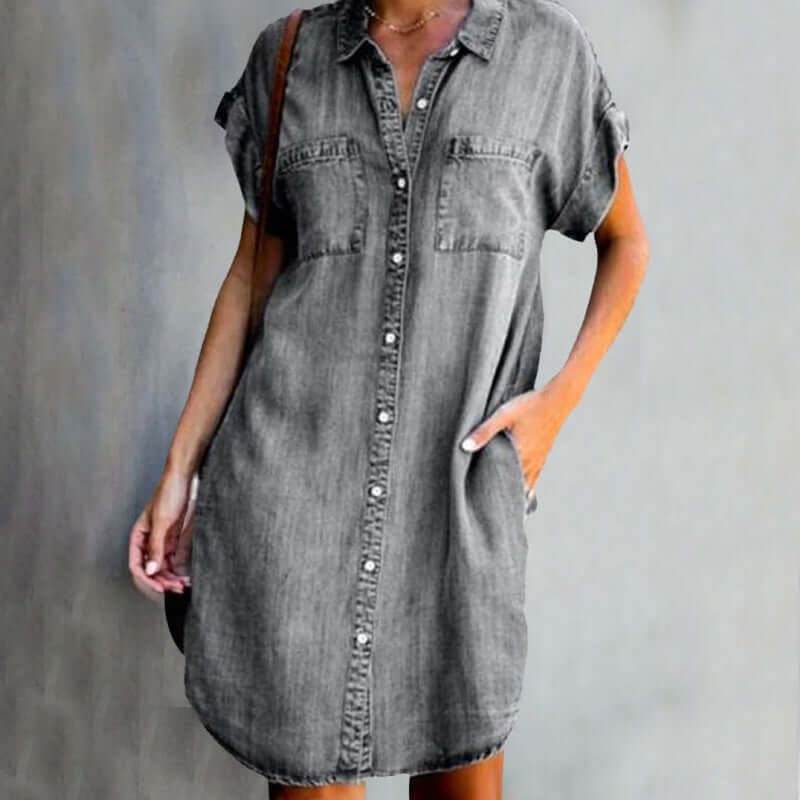 Helsa | Elegant Denim Dress with Tummy Coverage